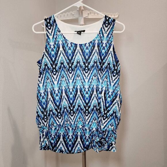 AB STUDIO Blouse Blue Black Tank Top Size S Small Sleeveless - Picture 1 of 9
